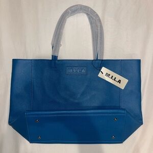 Anna Luxury Leather Tote Bag | Ocean Blue